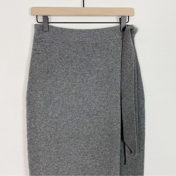 NWT Polo Ralph Lauren Cashmere Wrap Midi Skirt Heather Gray Washable Size Small - Picture 5 of 9